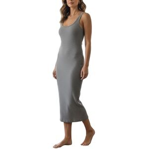 NWT! Heart & Hips Gray Ribbed Double Layer Bodycon Midi Dress Size M
